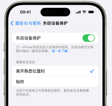 麦积苹果手机维修分享iOS17'失窃设备保护'功能是什么？ 
