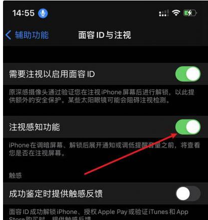麦积苹果14维修网点分享iPhone14注视感知功能有什么用 